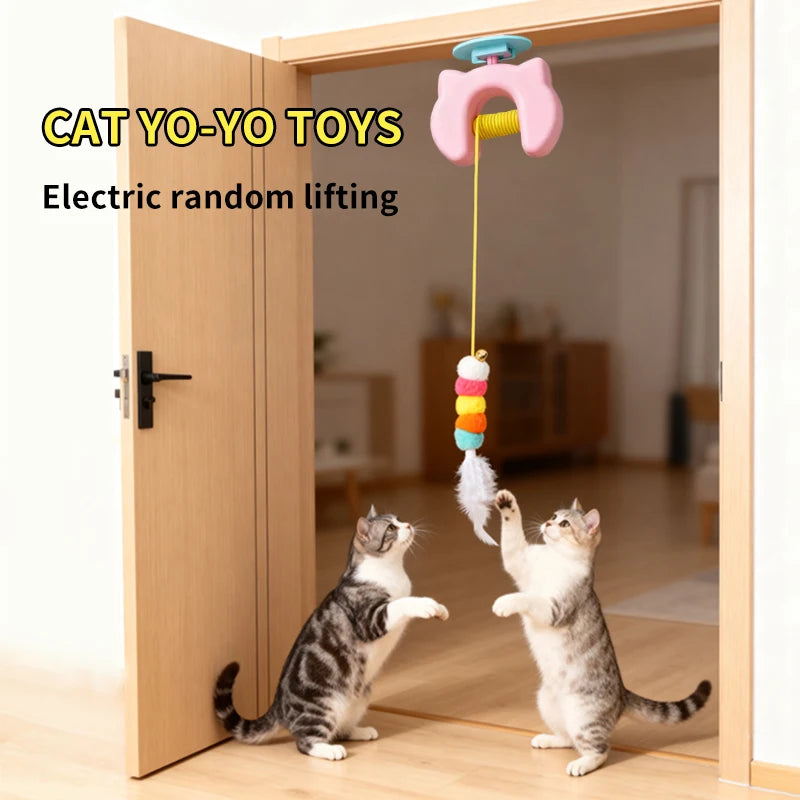 New Type Of Electric Cat Toy with 2 Ropes Smart Hanging Door Auto Swing Feather Toy A Self-entertainment And Cat-teasing Wonder Beauty World Shop
