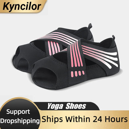Kyncilor Professional Non-slip Gym Yoga Shoes Flat Soft Anti-slip Sole Ballet Fitness Dance Shoes Pilates Yoga Shoes Socks Beauty World Shop