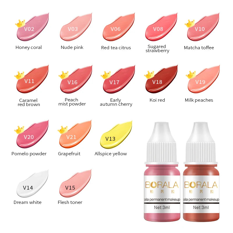 Borala 26 Colors 3ML Permanent Makeup Tattoo Lips Eyebrows Eyeliners Pigments Sample Size Tattoo Pigments Beauty Art Women Use Beauty World Shop