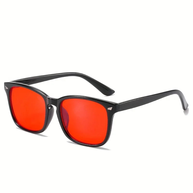 Classic Red Lens Blue Light Blocking Glasses Square Men Better Sleep Anti Filter Men Orange Women Eyeglasses Beauty World Shop