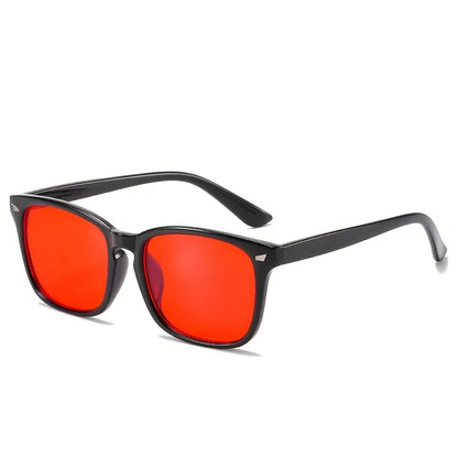 Classic Red Lens Blue Light Blocking Glasses Square Men Better Sleep Anti Filter Men Orange Women Eyeglasses Beauty World Shop