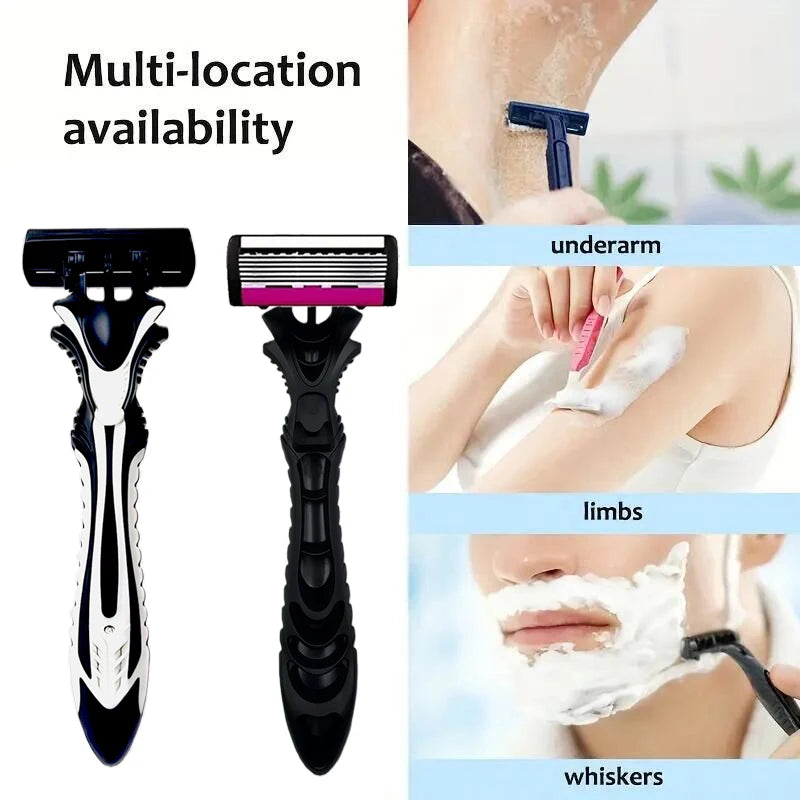 6-layer classic razor, razor set, stainless steel blade, manual safety razor, reusable blade, silicone anti-skid layer Beauty World Shop