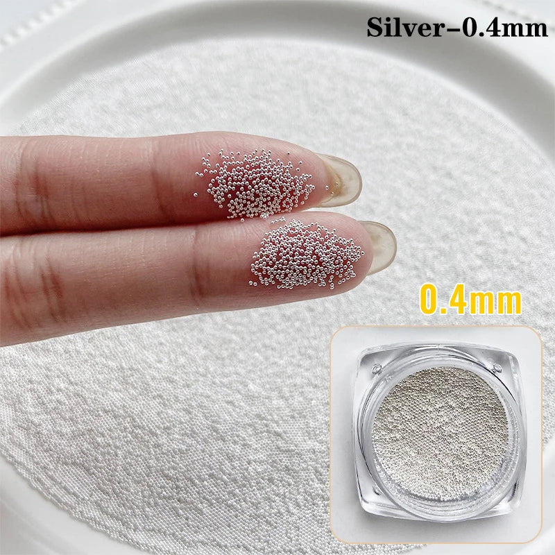 0.4mm-1.5mm 3D Steel Tiny Nail Art Decoration Gold Silver Steel Ball Nail Art Caviar Beads Nails Beads DIY Jewelry Accessories Beauty World Shop