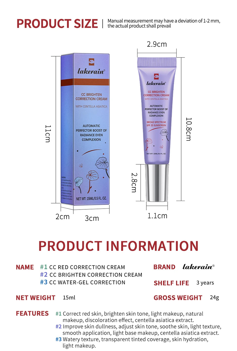 CC Cream Color Changing Liquid Foundation Centella Korean High Coverage Foundation Foundation Cream for Face Base Makeup Beauty World Shop