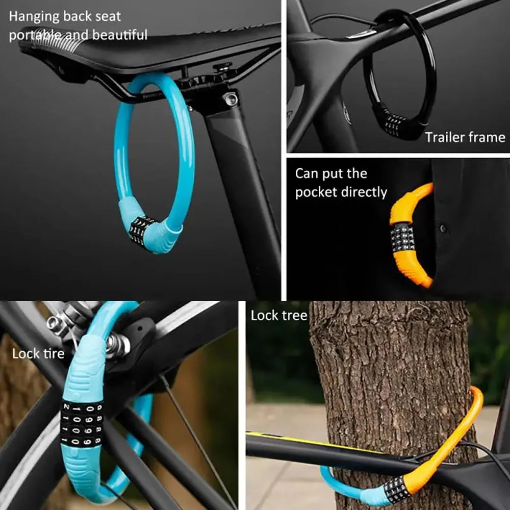 4 Digital Code Anti-Theft Bicycle Cable Lock Stainless Steel Security Locks Portable Combination Code Padlock Beauty World Shop