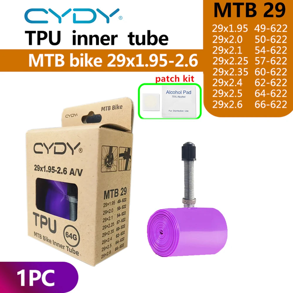 CYDY TPU MTB Bike Inner Tube Camera 29 26 27.5 29x1.95-2.6 Inch Mountain Bicycle Tire Schrader Valve AV pneu 29er Cycling Tube Beauty World Shop