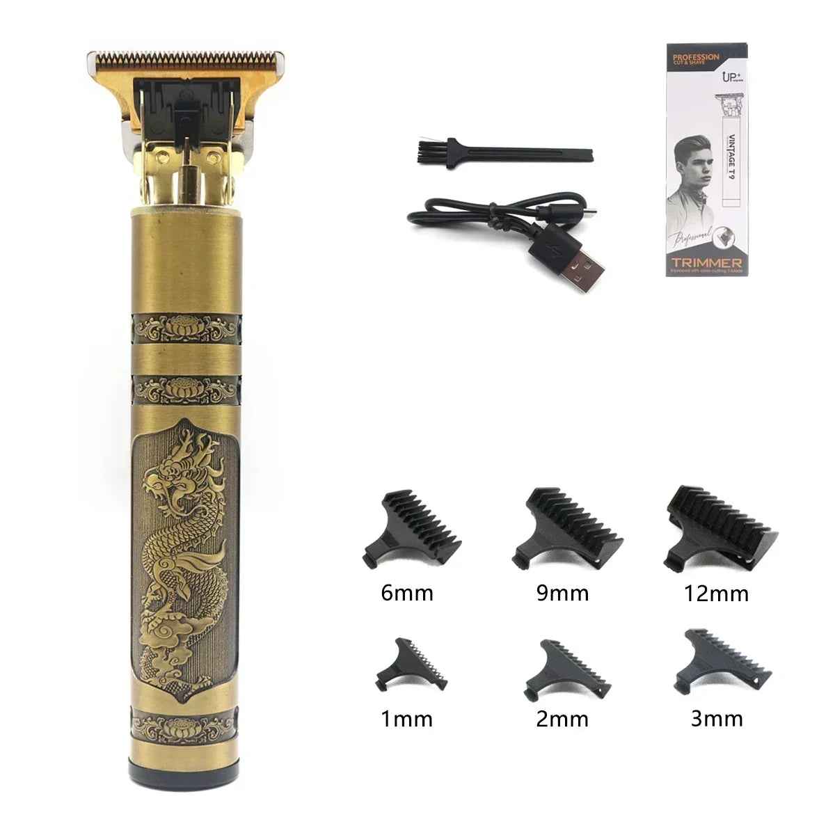Professional T9 Hair Trimmer Machine Metal Body Beard Trimmer for Men Stainless Steel Blade Hair Clipper Beard Trimmer Beauty World Shop