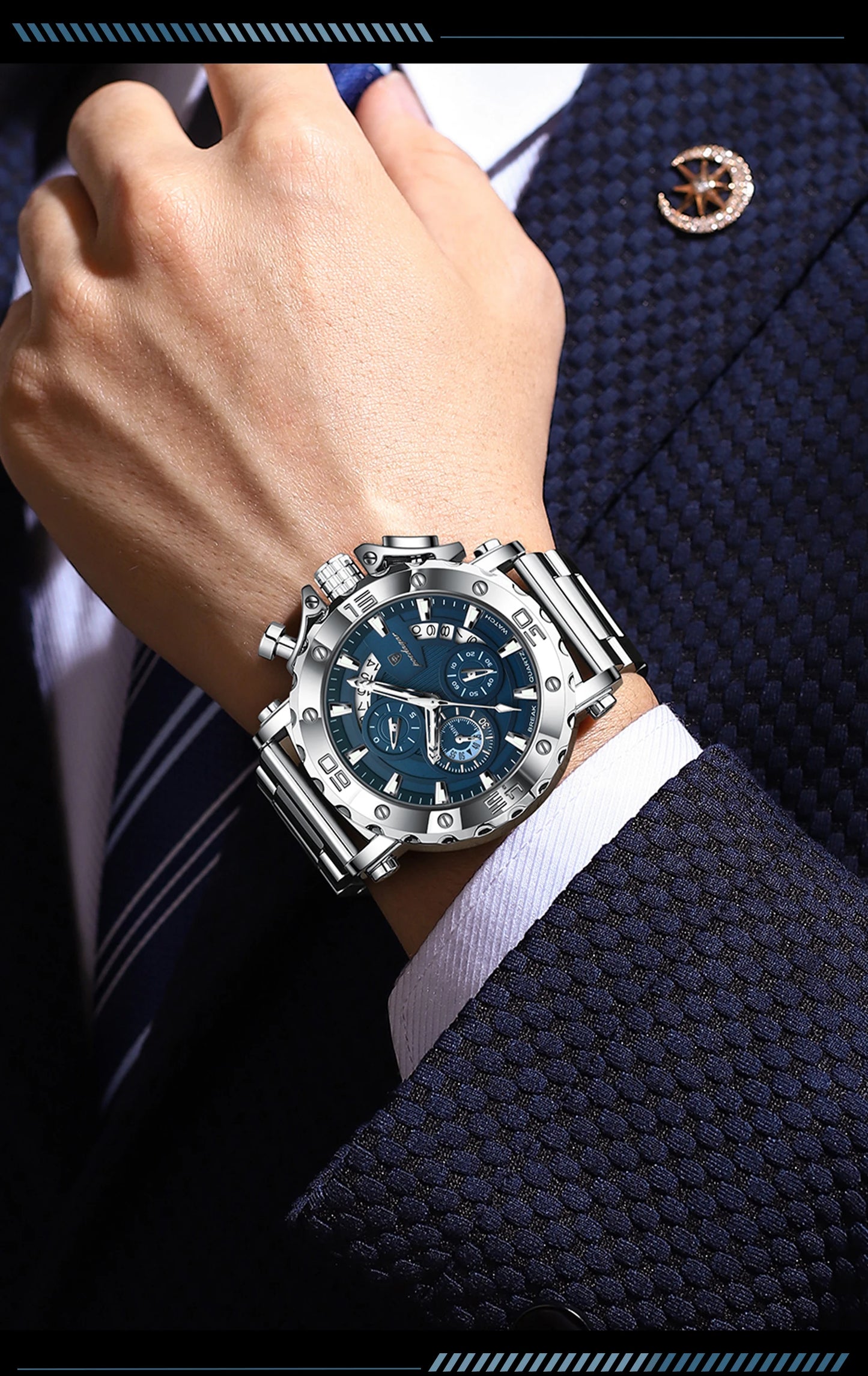 POEDAGAR Luxury Men's Watch Calendar Luminous Waterproof Man Clock Chronograph Stainless Steel Quartz Watches For Men Reloj Gift Beauty World Shop