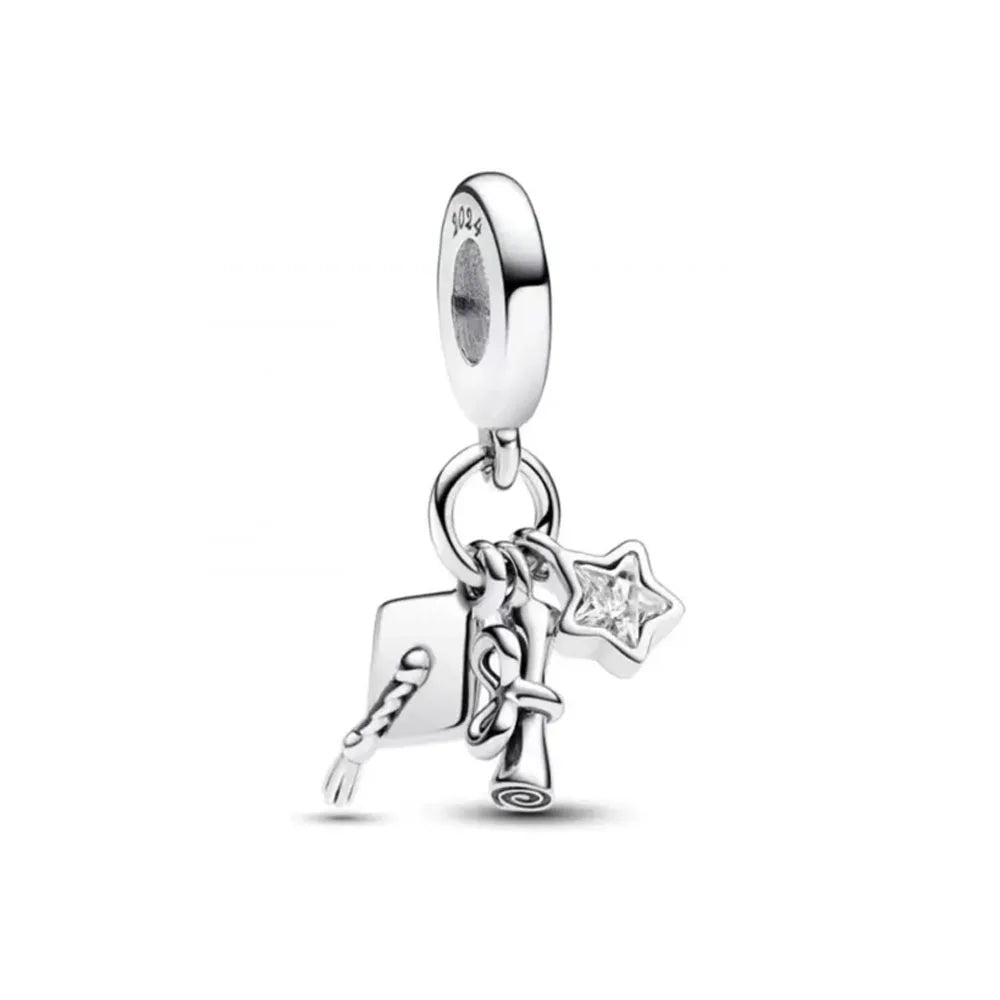 2025 New S925 Silver Spring Ball Bear Cross Pendant Suitable for Original Bracelets DIY Accessories Women's Charm Jewelry Gifts Beauty World Shop