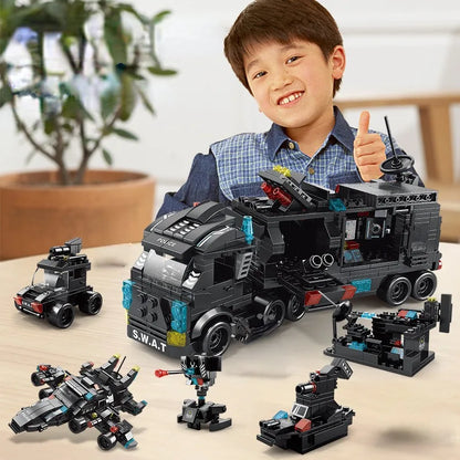Compatible with Lego 585Pcs City Police Station SWAT Truck Car Building Blocks DIY Toys for Boys Kids Gifts Beauty World Shop