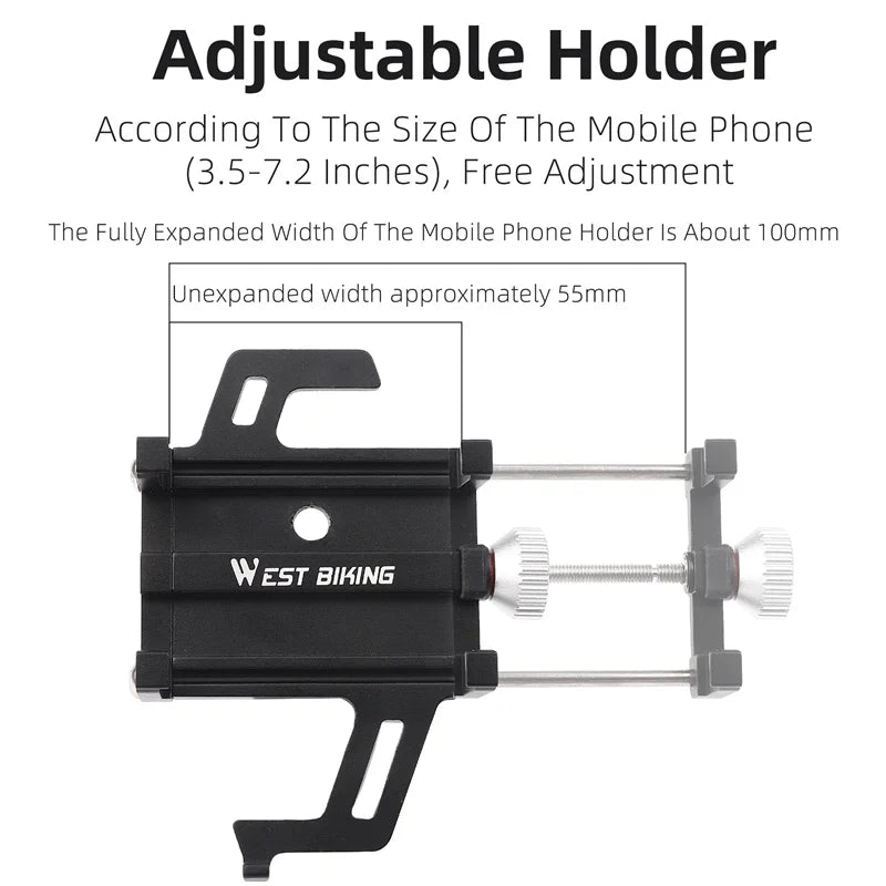 WEST BIKING Bicycle Mobile Phone Holder 360° Rotatable  Aluminum Alloy Phone Holder Five Claws Adjustable MTB Road Bike Bracket Beauty World Shop