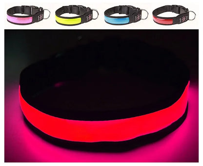 LED Glowing Dog Collar Adjustable Flashing USB Charging Luminous Collar Night Light Harness For Big Medium Small Dogs Pet Items