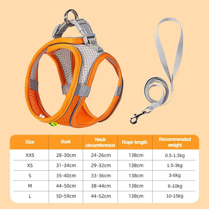 Puppy Harness Set Dog Accessories Adjustable Puppy and Cat Harness Vest French Bulldog Chihuahua Small Dog Collar Pet Leash Dogs Beauty World Shop