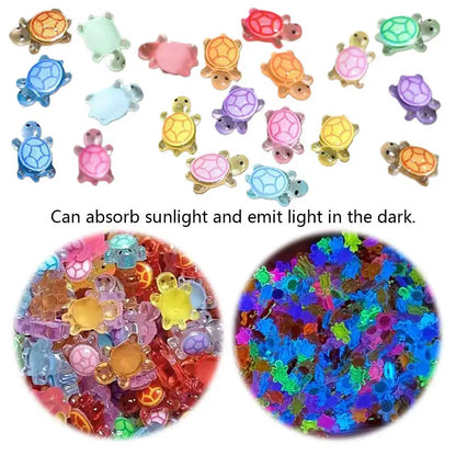 100-500pcs Mini Resin Turtles Night Glow Turtle Figurines Multi-Function Glow in The Night Turtle Miniatures for Micro Landscap Beauty World Shop