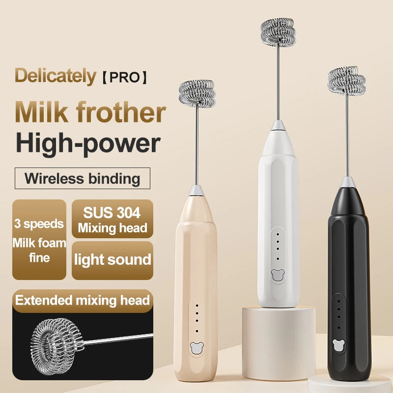MINI Coffee Frother USB Rechargeable 3 Speeds Foam Maker Coffee Milk Mixer Electric Handle Blender Egg Beater Hot Cooking Tools Beauty World Shop