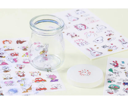 6Pieces/Set Transparent Pvc Waterproof Cartoon Sticker DIY Hand Account Decorative Stickers Kawaii Phone Cup Stickers Beauty World Shop
