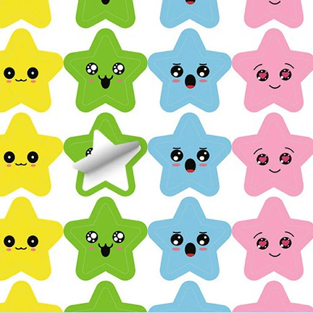 450-3000 Sheet Happy Face Stars Reward Sign Stickers Pack DIY Skateboard Suitcase Stationery Decals Decor Phone Laptop Gift Toys Beauty World Shop