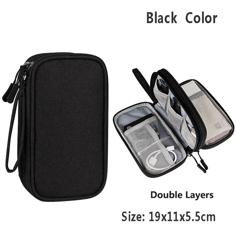 Data Cable Storage Bag Waterproof Portable Carry Case  Storage Bag Travel Organizer Bag for Cable Cord USB Charger Beauty World Shop