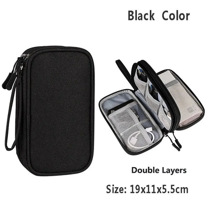 Data Cable Storage Bag Waterproof Portable Carry Case  Storage Bag Travel Organizer Bag for Cable Cord USB Charger Beauty World Shop