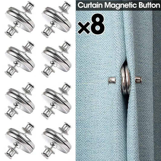 4/8Pairs Curtain Magnetic Button Detachable Curtain Fix Fastener Clip Prevent Light Adjustment Window Screen Close Magnet Buckle Beauty World Shop