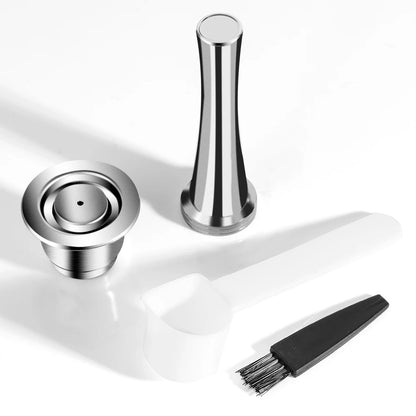Reusable Coffee Capsule For Nespresso Espresso Crema Cups Stainless Steel Refillable Coffee Pods Filters With Tamper Dosing Ring Beauty World Shop