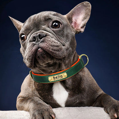 Customized PU Leather Nameplate Dog Collar Soft Padded Dogs Collars Free Engraving Name for Small Medium Large Dogs Adjustable Beauty World Shop