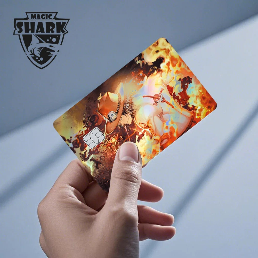 Magic Shark Luffy Zorro Ace Skull Anume Holographic Shinny Laser Sticker Film Skin for Credit Debit Card Beauty World Shop