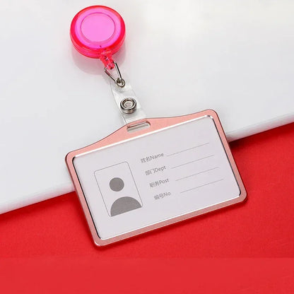 1 Pcs Aluminum Alloy Card Cover Case Bank Business Work Card Holder with ABS Retractable Badge Reel Credit ID Card Badge Bag Beauty World Shop