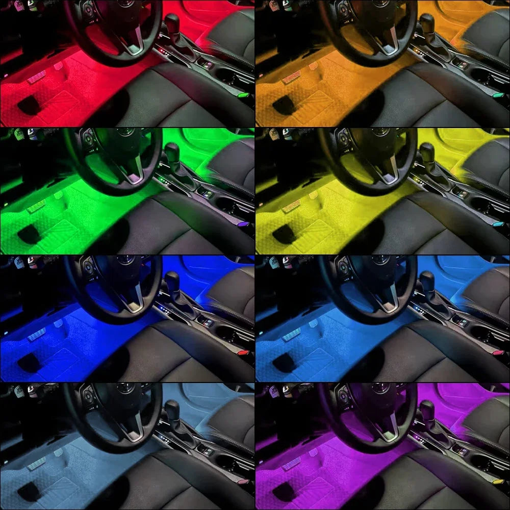 Neon 36 48 72 LED Car Interior Ambient Foot Light Wireless Remote Music APP Control Auto RGB Atmosphere Decorative Lamp Beauty World Shop