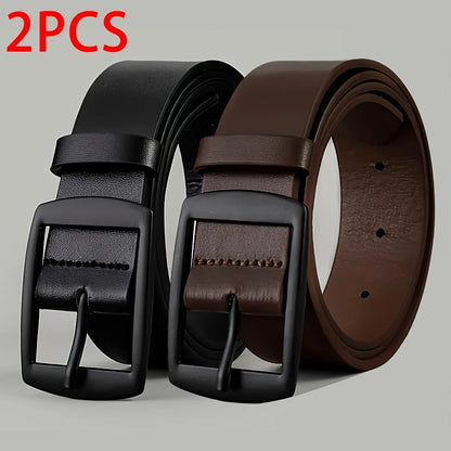 New Luxury Belt for Men PU Leather Belt Metal Pin Buckle High Quality Famous Brand Designer Waist Strap Belt for Jeans Plus Size Beauty World Shop