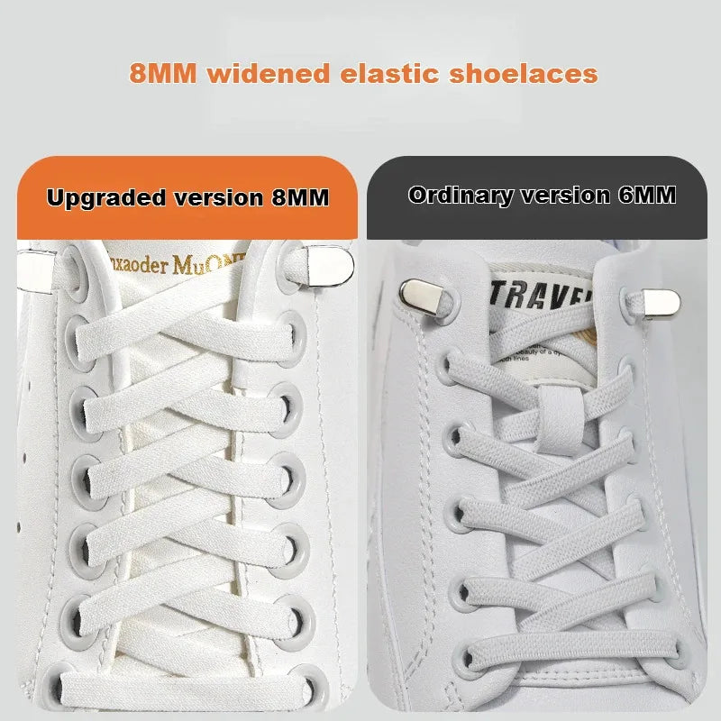 No tie Shoelaces for Shoes 8MM Flat Elastic laces Sneakers Kids Adult Quick Shoelace without ties Shoe Accessories Beauty World Shop
