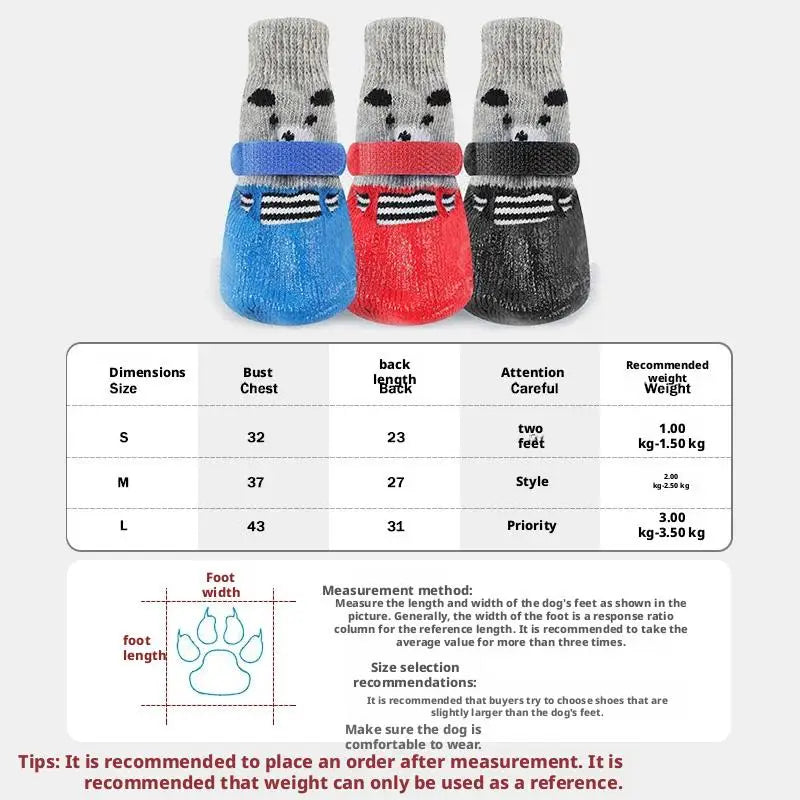 4pcs/lot Winter Warm Dog Socks Anti-Slip Rain Snow Boots Waterproof Puppy Chihuahua Dogs Shoes Booties for Small Large Dogs Beauty Trend Shop
