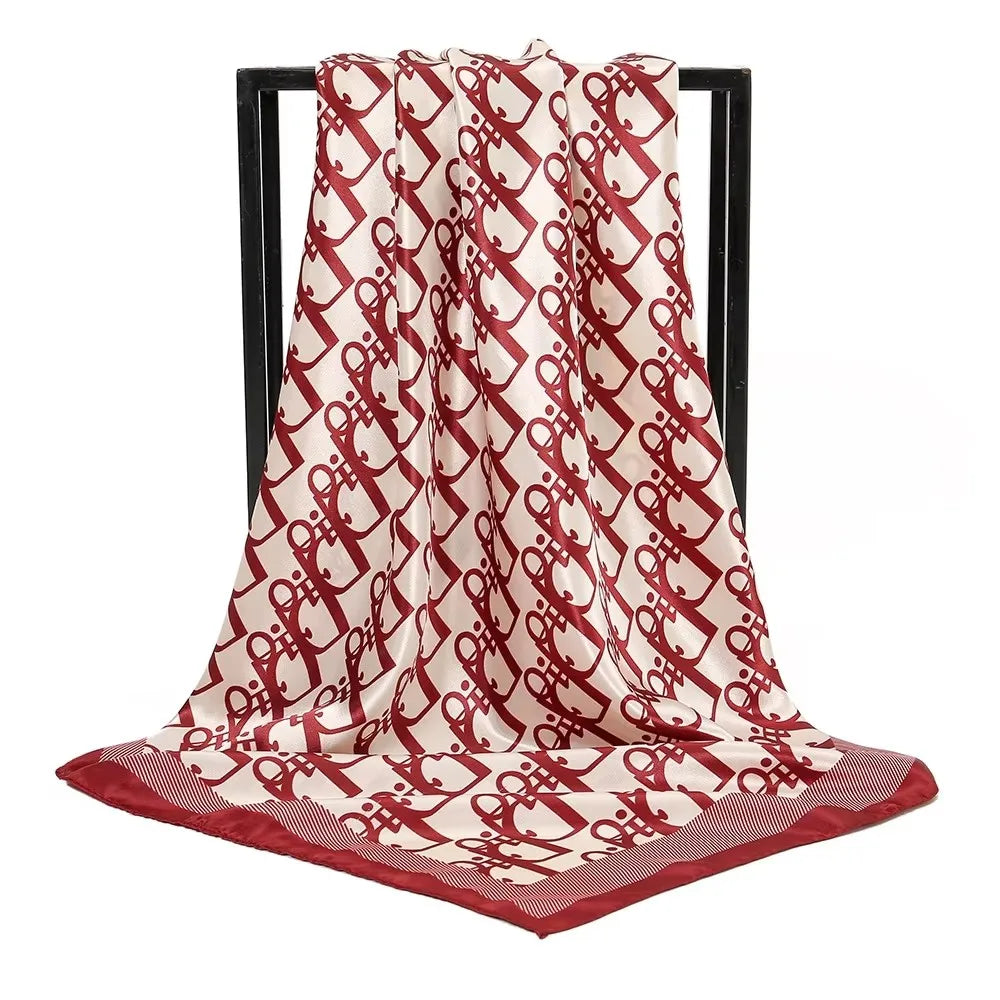 1 Pcs 90cm Ladies' Silk Scarf Vintage Fashionable Versatile Printed Silk Spring Hair Band Hijab Sunsceen Neckerchief Shawl Wraps Beauty World Shop
