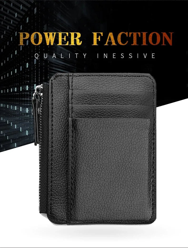 Mini Credit Card Wallet Id Card Holder Men's Small Wallet Thin Sleeve Zipper Short Coin Wallet Beauty World Shop