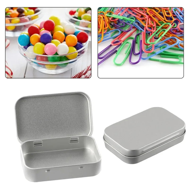 6Pcs Mini Metal Tin-Plated Slide Cover Storage Box Portable Cosmetic Organizer Jewelry Pill Cases Wedding Favor Container Beauty Trend Shop