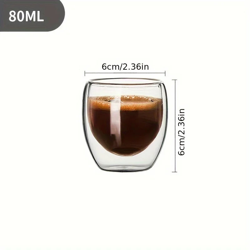 6pcs Double Wall Glass Cup 80ml Cute Mugs Coffee Cups Drinking Glasses for Drinks Personalized Mug Beer Tea Cup Set Beauty Trend Shop