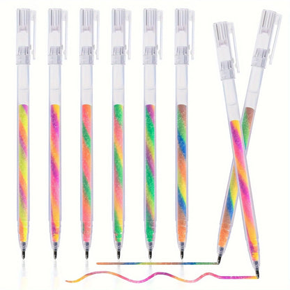 6pcs Glitter Gel Highlighter Pens Set - 1.2mm Vibrant Colors, Smooth Writing, Perfect for Journals, DIY Crafts, Greeting Cards, Beauty World Shop