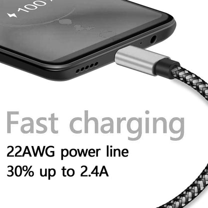 USB Type C Cable Date Sync 2.4A Fast 1M 2M 3M Charging Nylon Braided Wire Charger Cable For Samsung Huawei Android Mobile Phone Beauty World Shop