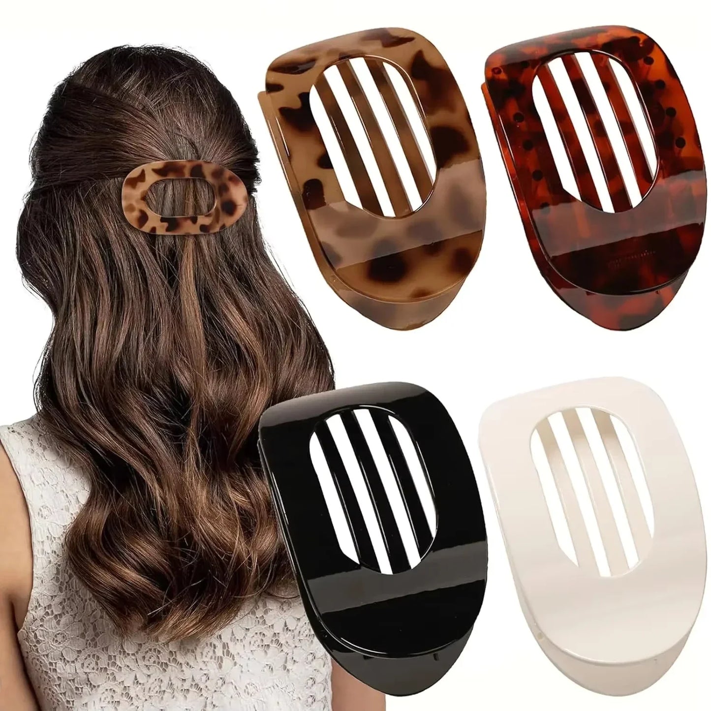 Fashion Oval Hair Claw Clip for Women New Design Leopard Matte Curved Flat Styling Barrettes Acrylic Lying Down Hair Accessories Beauty Trend Shop