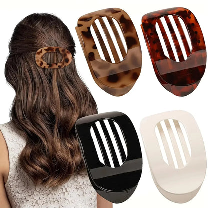 Fashion Oval Hair Claw Clip for Women New Design Leopard Matte Curved Flat Styling Barrettes Acrylic Lying Down Hair Accessories Beauty Trend Shop