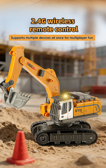 ZWN 1:64 RC Model Car 2.4G Remote Control Excavator Dump Truck Forklift Alloy Plastic Simulation Construction Vehicle Kids Toy Beauty World Shop