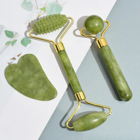 Natural Jade Roller Face Gua Sha Natural Stone Body Neck Massager Acupoint Eye Care Spa Massage Tools Massage Visage Lifting Beauty World Shop
