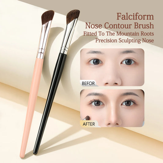 2PCS Cangzhou Sickle Nose Shadow Brush for Sculpting, Nose Wing Halo Dyeing, Super Soft Makeup Brush, Diagonal Nose Brush Tool Beauty World Shop