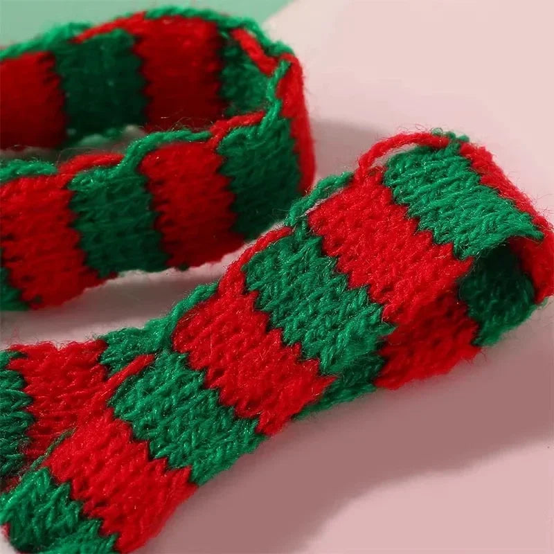 Mini Santa Knitted Hat & Scarf Small Christmas Costume for Cat Rabbit Doll Lollipop Bottle Cap DIY Xmas Party Dinner Decoration Beauty World Shop
