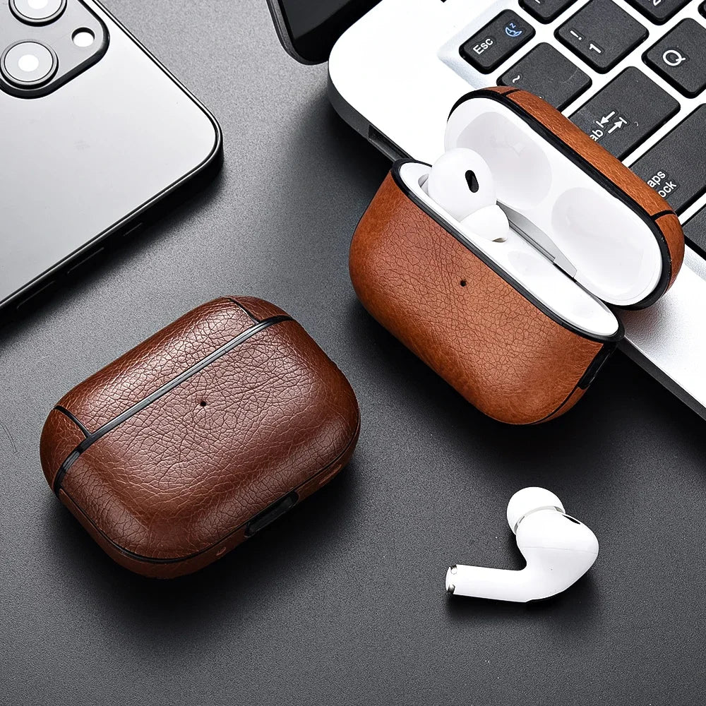 For Airpods Pro 3 4 Case Leather Business Earphone Cases Headset Shell Headphone Cover For AirPod 3 2 1 Pro 2nd Generation USB C