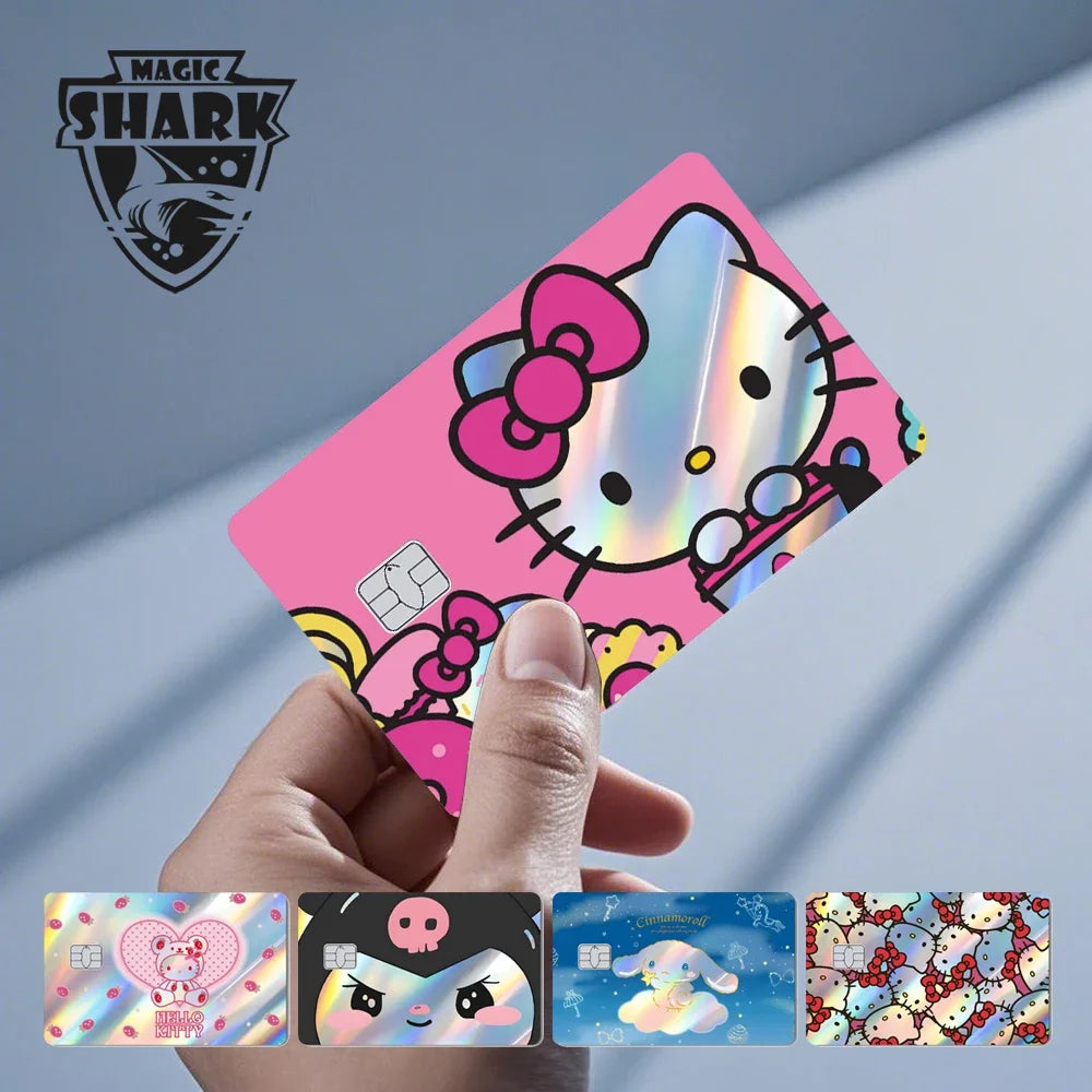 Hot Sale Hello Kitty Kuromi Holographic Laser Shinny Film Skin Cover Sticker for Debit Credit Card Bank Card Beauty World Shop