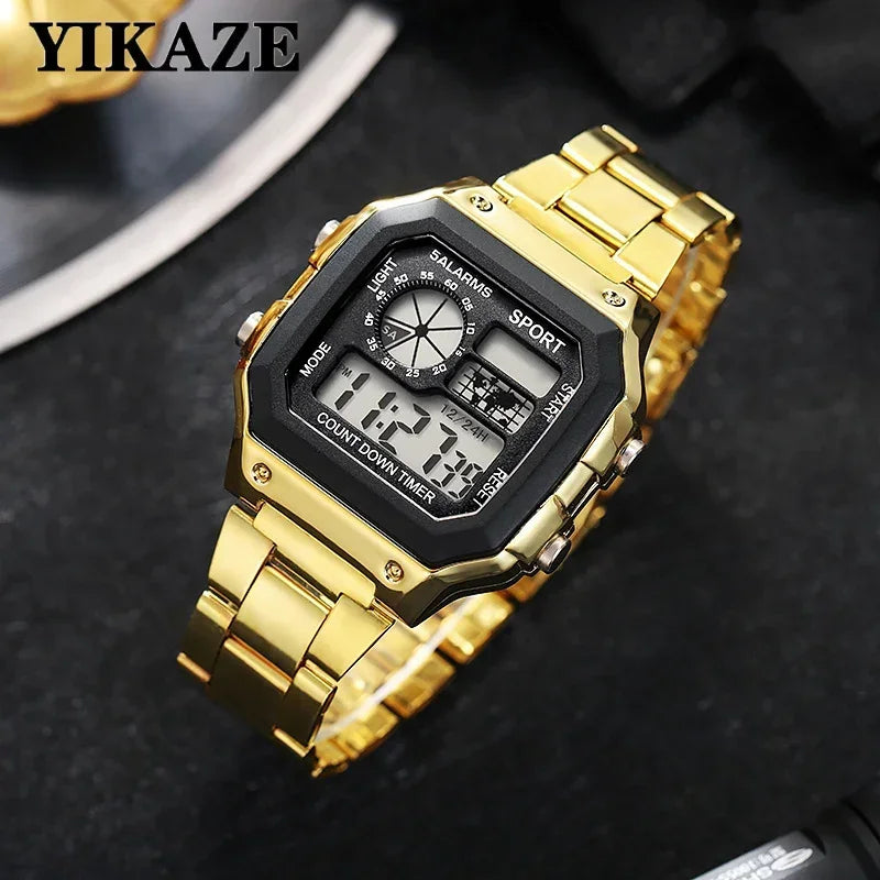 MAYZHISU Classic Men's Digital Watches Luxury Stainless Steel Strap Sport Watches Men Military Clock LED Sport Wristwatch Beauty World Shop