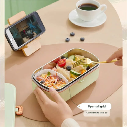 HOMEFISH Stainless Steel Electric Lunch Box Food Warmer Bento Box Water-Free Heating Office Lunch Container with Built-In Heater Beauty World Shop