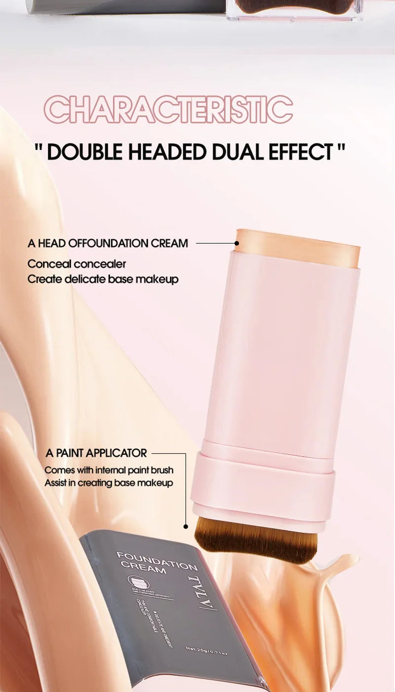 TVLV Concealing Foundation Stick: 5 Shades with Built-In Brush - Cream Finish, Lightweight and Waterproof Formula, Beauty Trend Shop