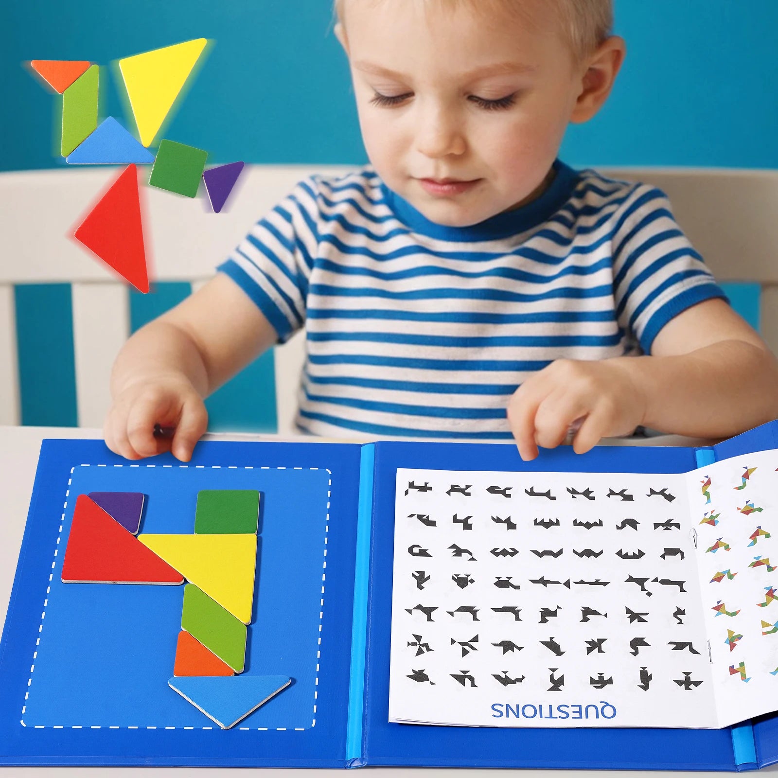 Magnetic Wooden Tangram Block Puzzle Game for Kids - Montessori Educational Intelligence Jigsaw Children's Gift Beauty Fashion